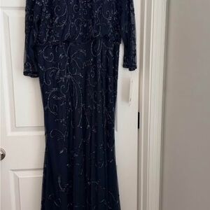 Elegant Navy Beaded Evening Dress - Christina Wu